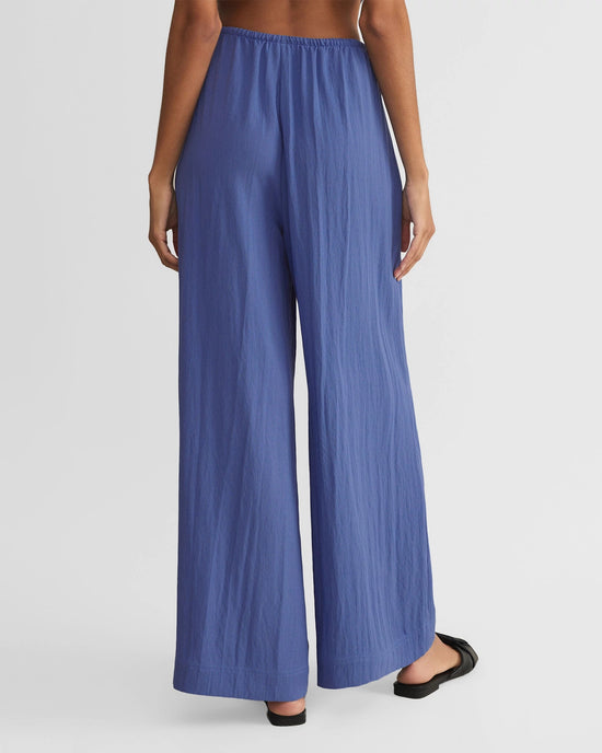 Riviera Blue $|& Z Supply Soleil Airy Textured Pant - Hanger Side