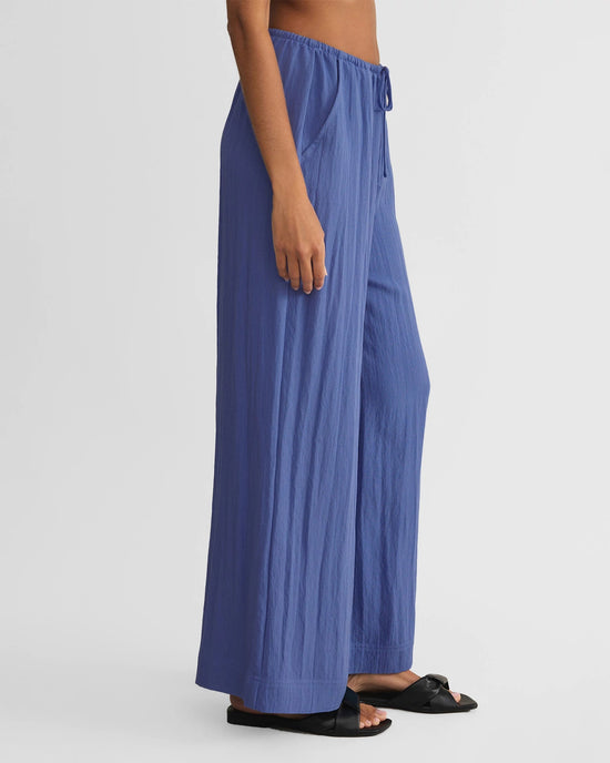 Riviera Blue $|& Z Supply Soleil Airy Textured Pant - Hanger Front