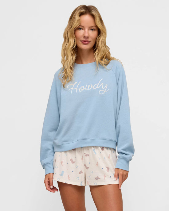Coastal Blue $|& Z Supply Lounge Howdy Sweatshirt - VOF Detail