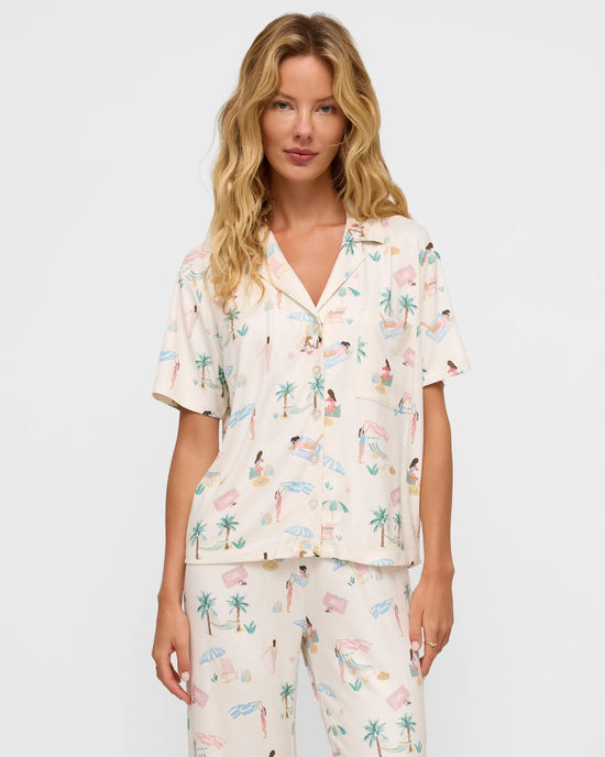 Bone $|& Z Supply Lounge Beach Days PJ Top - VOF Detail