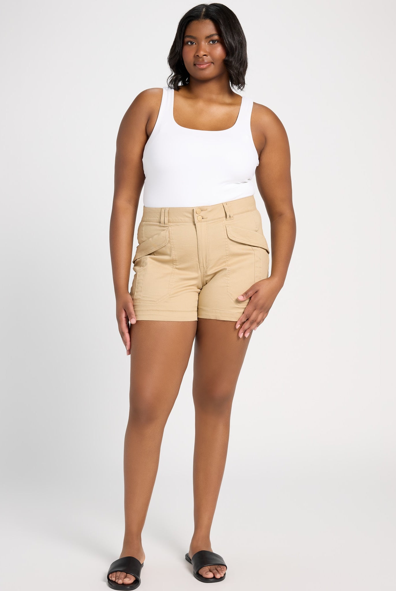 Vintage Walnut $|& Democracy High Rise Double Button Utility Short - UGC On Fig