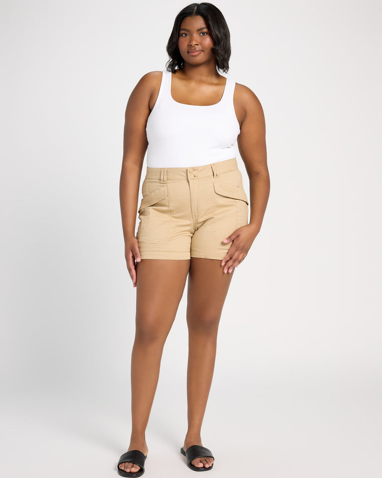 Vintage Walnut $|& Democracy High Rise Double Button Utility Short - UGC On Fig