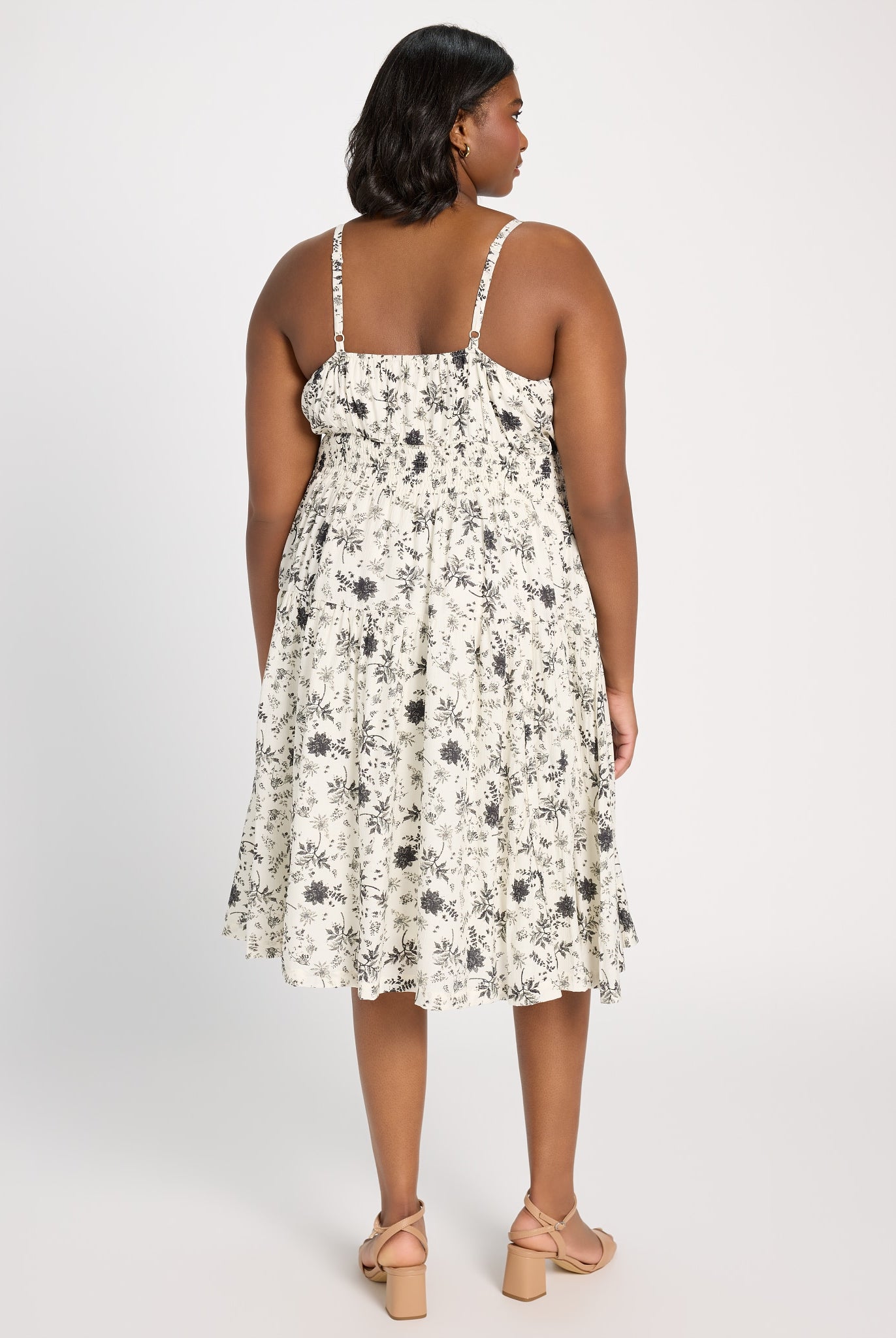 White/Black $|& Skies Are Blue Print Midi Dress - SOF Back