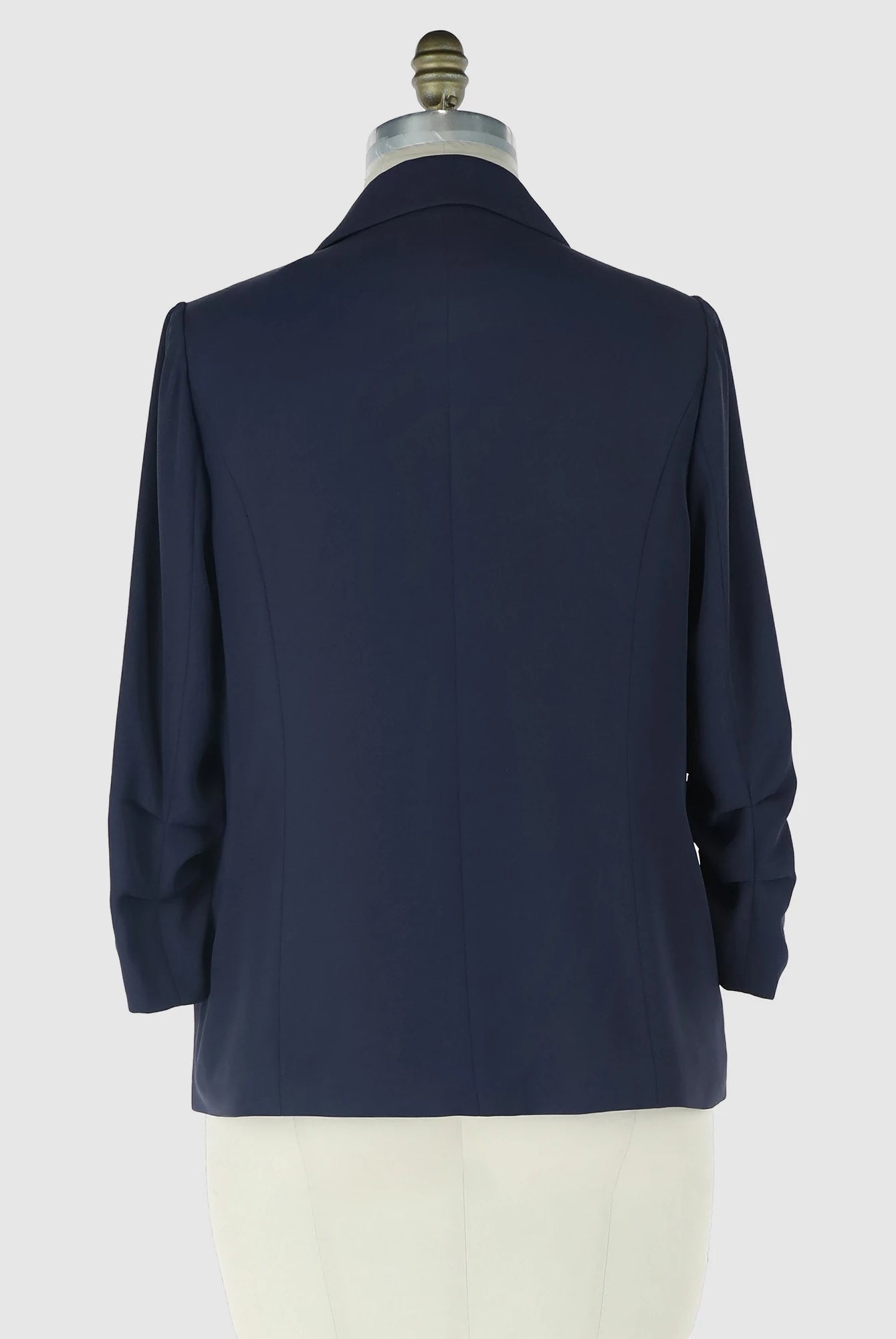 Oxford Blue $|& Skies Are Blue Recycled Shirred Sleeve Blazer - Hanger Side