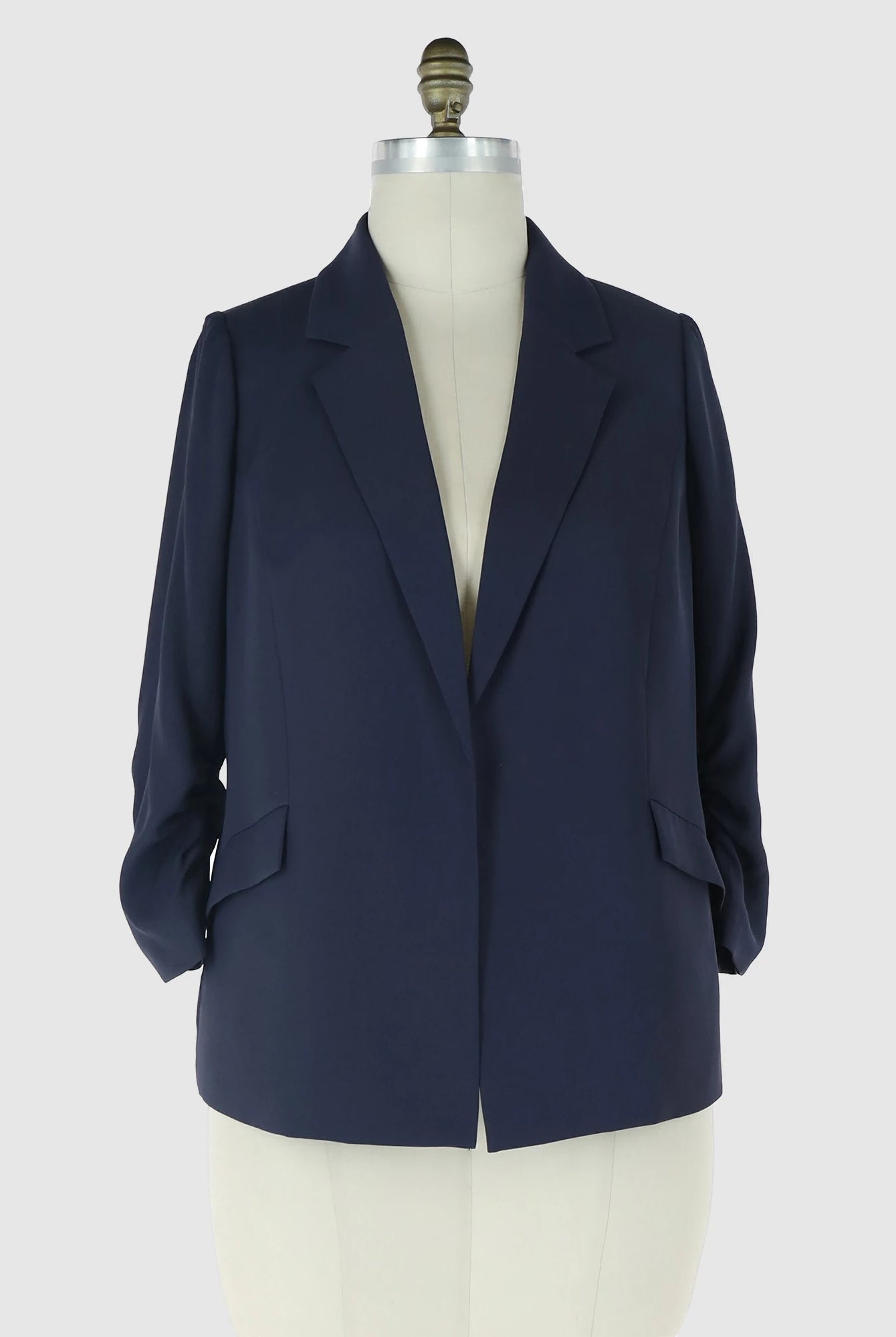Oxford Blue $|& Skies Are Blue Recycled Shirred Sleeve Blazer - VOF Detail