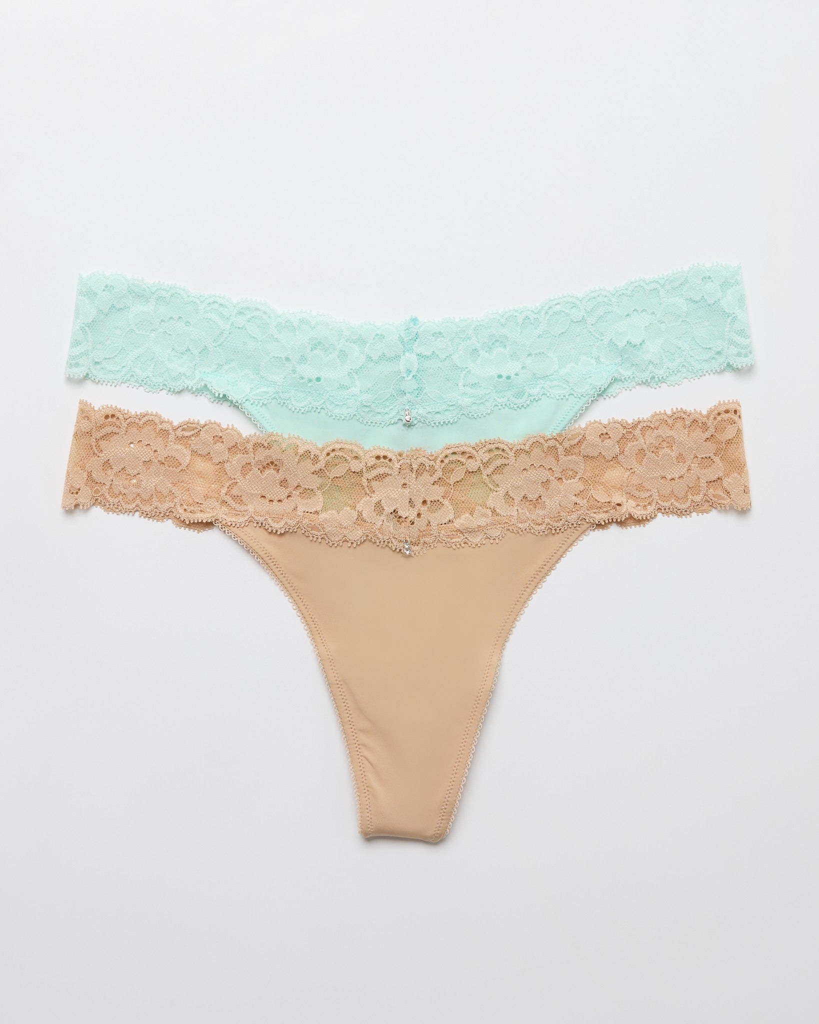 Seafoam/Sand 2 Pack $|& Montelle Thong - Hanger Detail