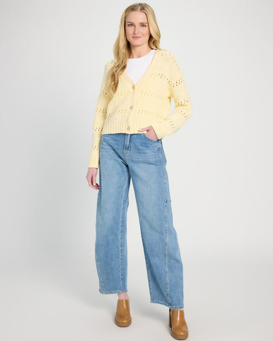 Lemon $|& DEX Long Sleeve Stitch Cropped Cardigan - UGC On Fig