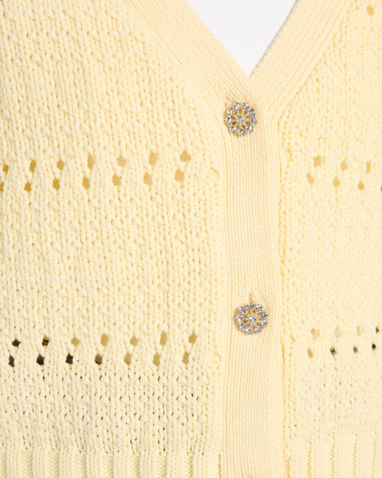 Lemon $|& DEX Long Sleeve Stitch Cropped Cardigan - SOF Full Front