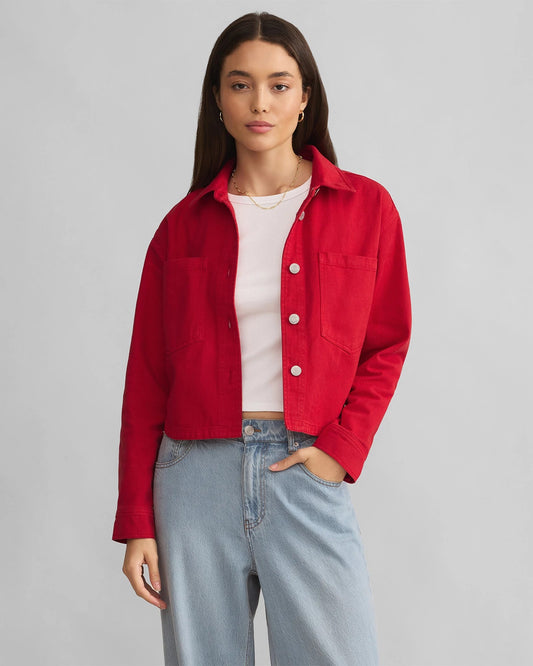 Cherry $|& Z Supply All Day Cropped Denim Jacket - VOF Detail