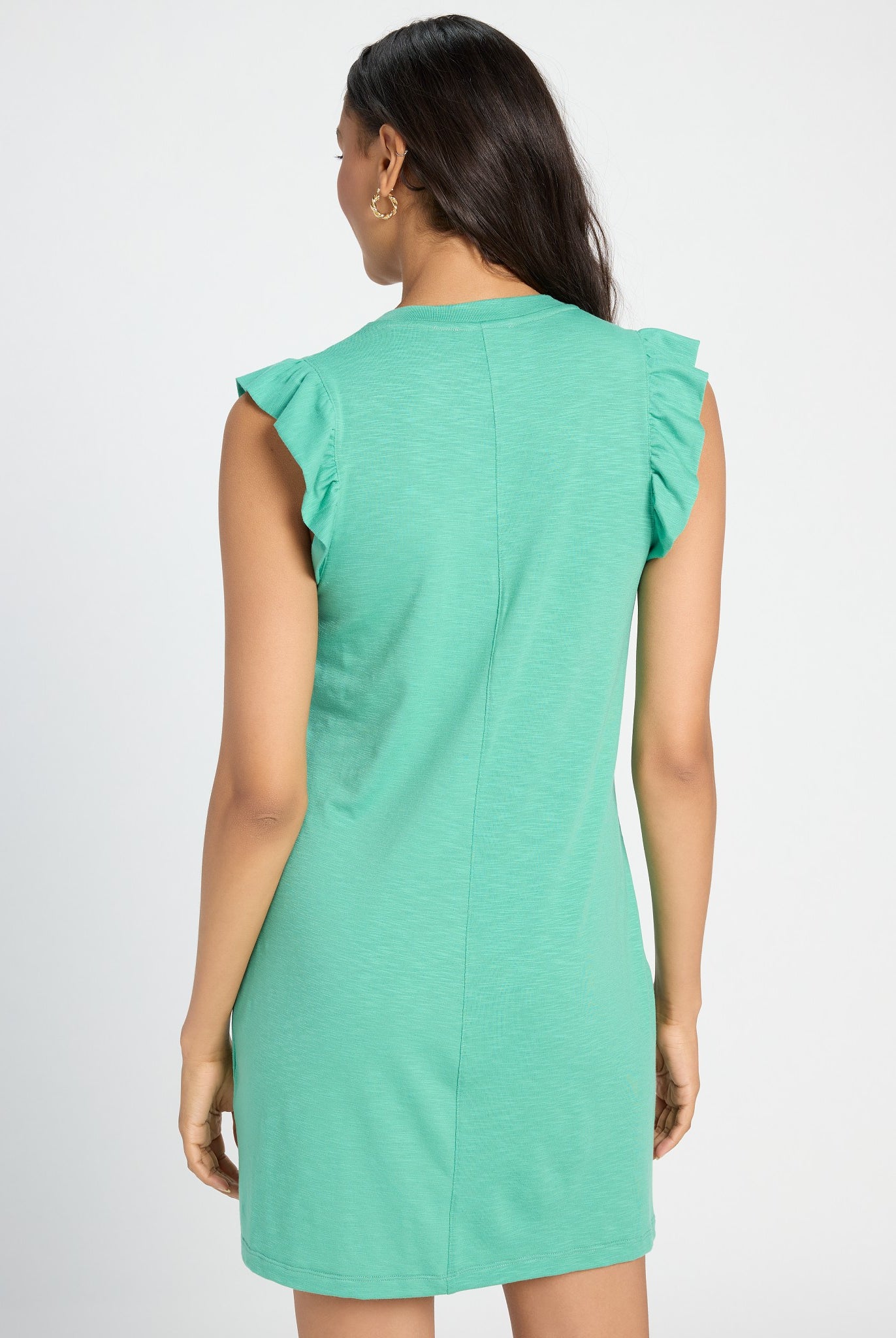 Green Apple $|& SEAS Bliss Ruffle Sleeve Short Dress - SOF Back