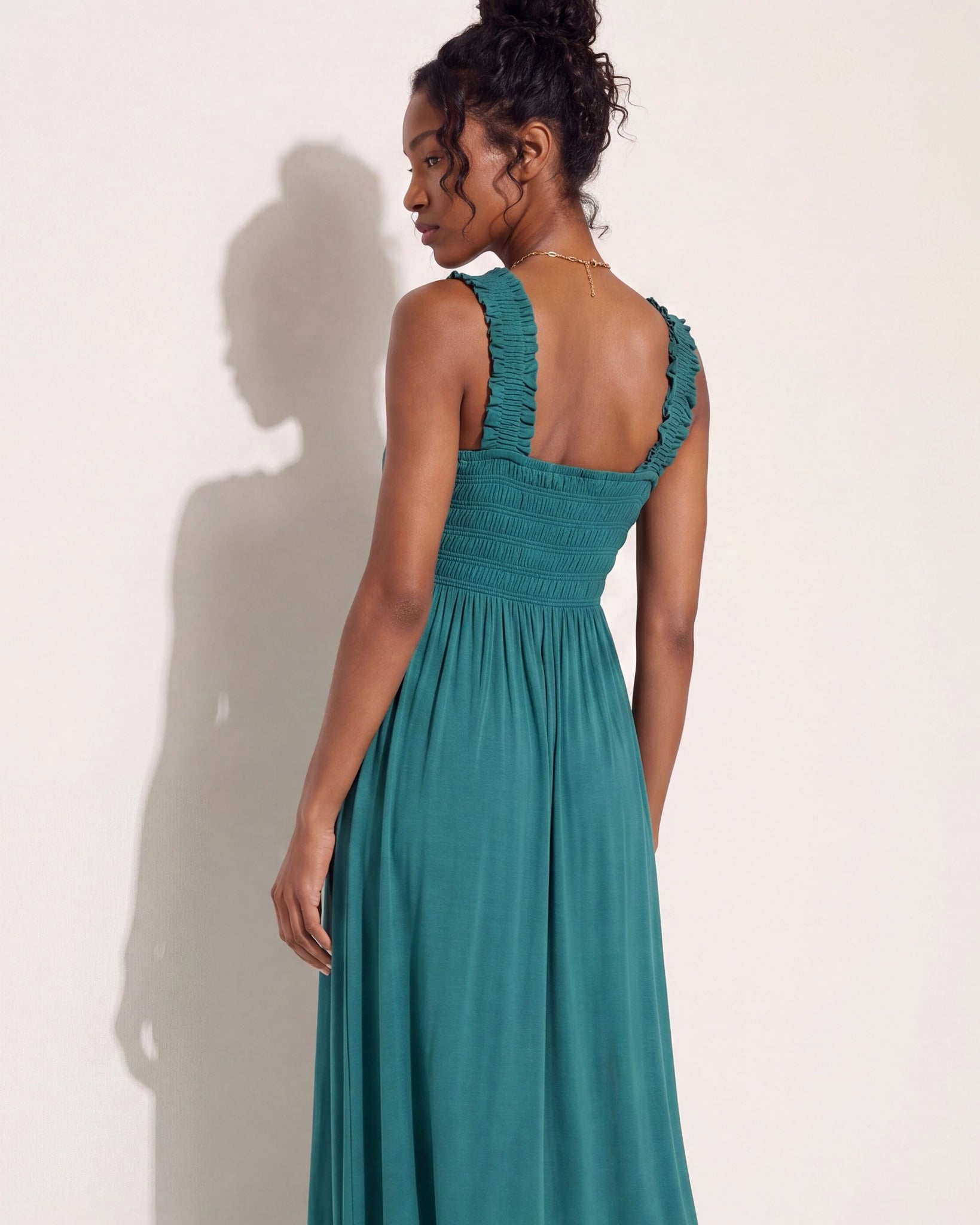 Deep Teal $|& SEAS Westbreeze Smocked Maxi Dress - SOF Front