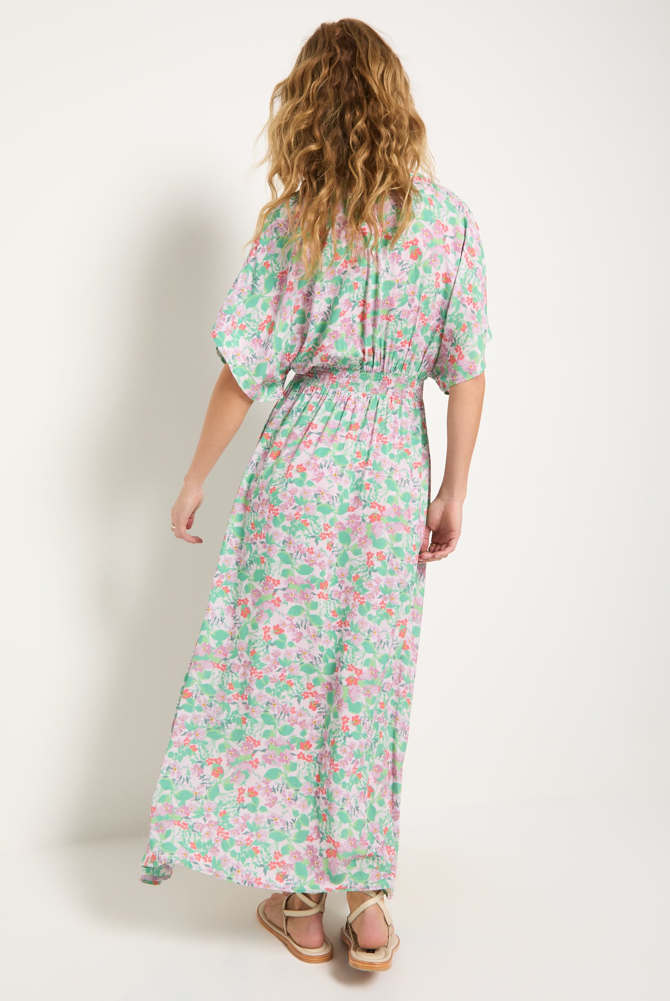 Mauve Mist Floral $|& SEAS Topanga Printed Midi Dress - SOF Back