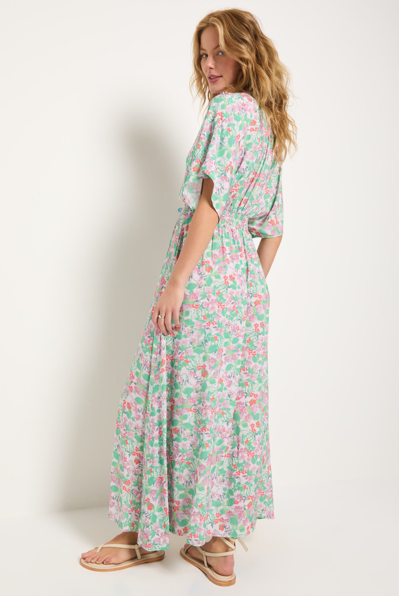 Mauve Mist Floral $|& SEAS Topanga Printed Midi Dress - VOF Front