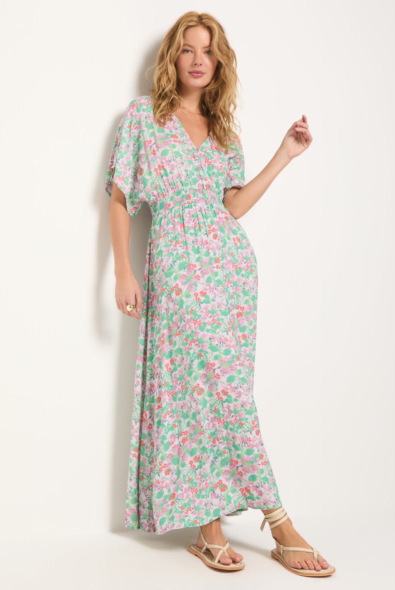 Mauve Mist Floral $|& SEAS Topanga Printed Midi Dress - UGC On Fig