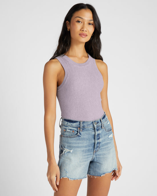 Dewy Iris $|& Another Love Cora High Neck Sleeveless Ribbed Top - SOF Front