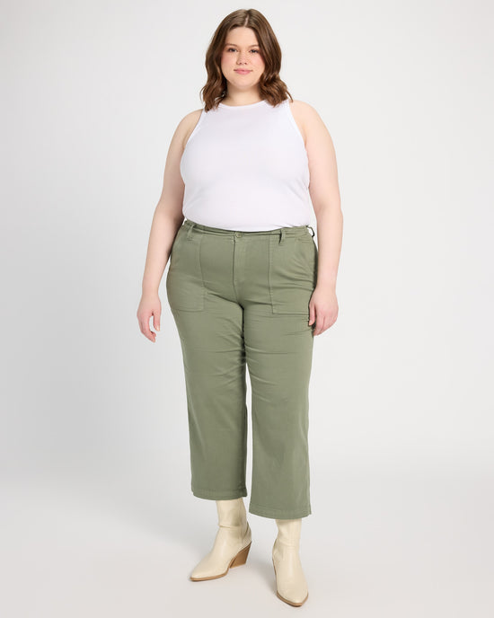 Martini Olive $|& Liverpool Cargo Wide Leg Crop Pant - UGC On Fig