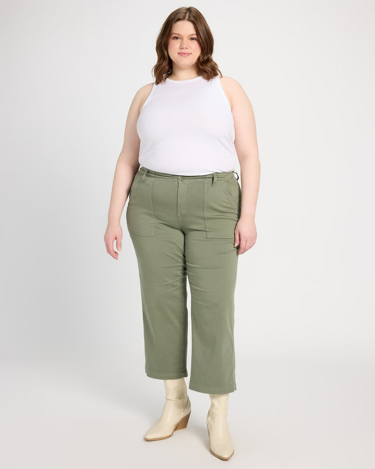 Martini Olive $|& Liverpool Cargo Wide Leg Crop Pant - UGC On Fig