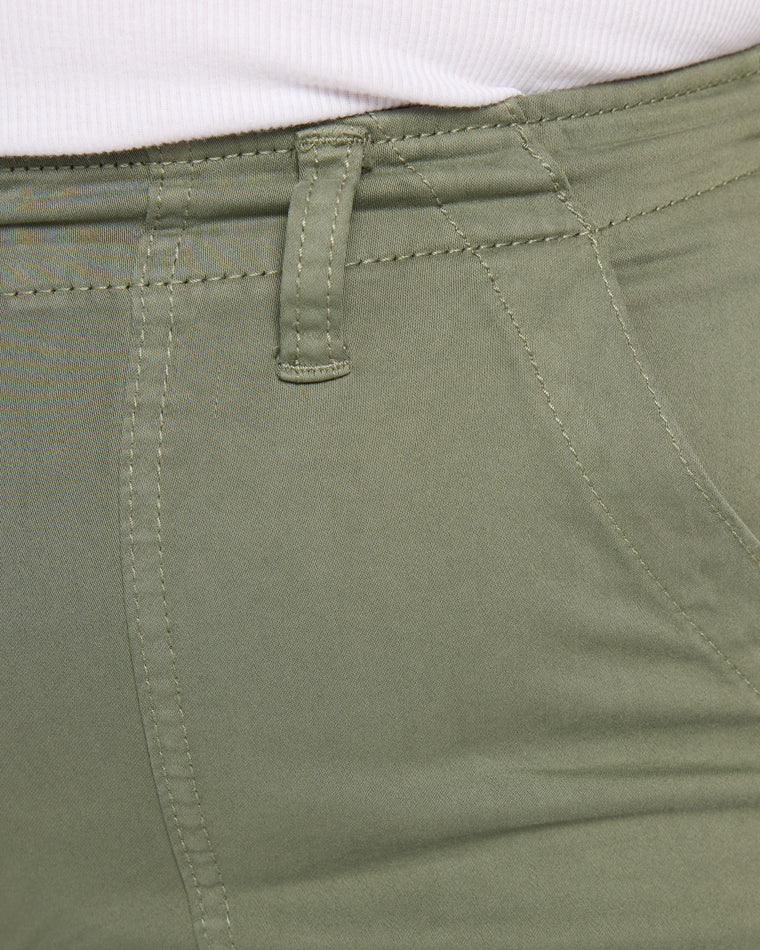 Martini Olive $|& Liverpool Cargo Wide Leg Crop Pant - SOF Full Front