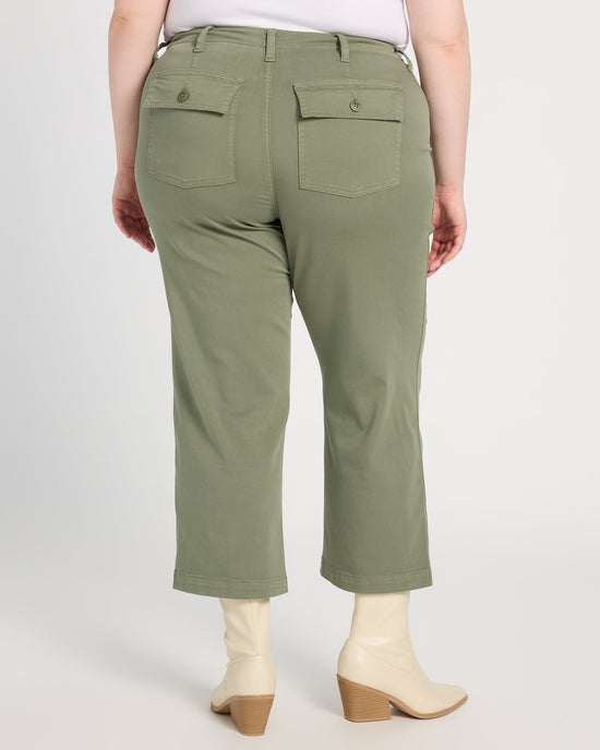 Martini Olive $|& Liverpool Cargo Wide Leg Crop Pant - SOF Back