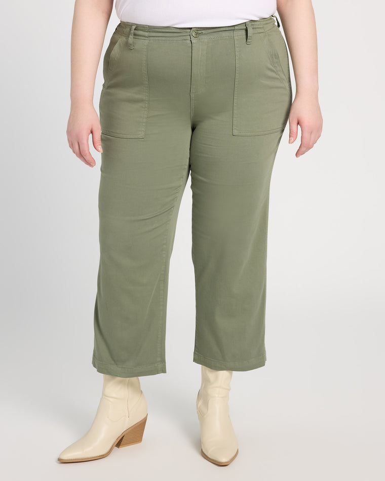 Martini Olive $|& Liverpool Cargo Wide Leg Crop Pant - SOF Front