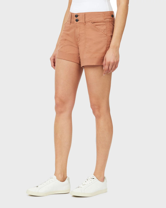Brick $|& Kensie Mid Rise Double Roll Twill Short - Hanger Front