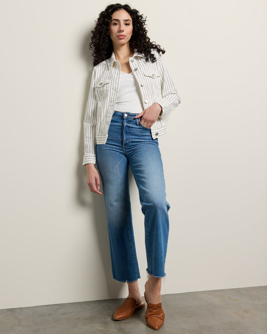 White Black Pinstripe $|& Liverpool Classic Jean Jacket - UGC On Fig