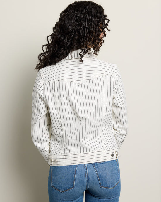 White Black Pinstripe $|& Liverpool Classic Jean Jacket - SOF Back