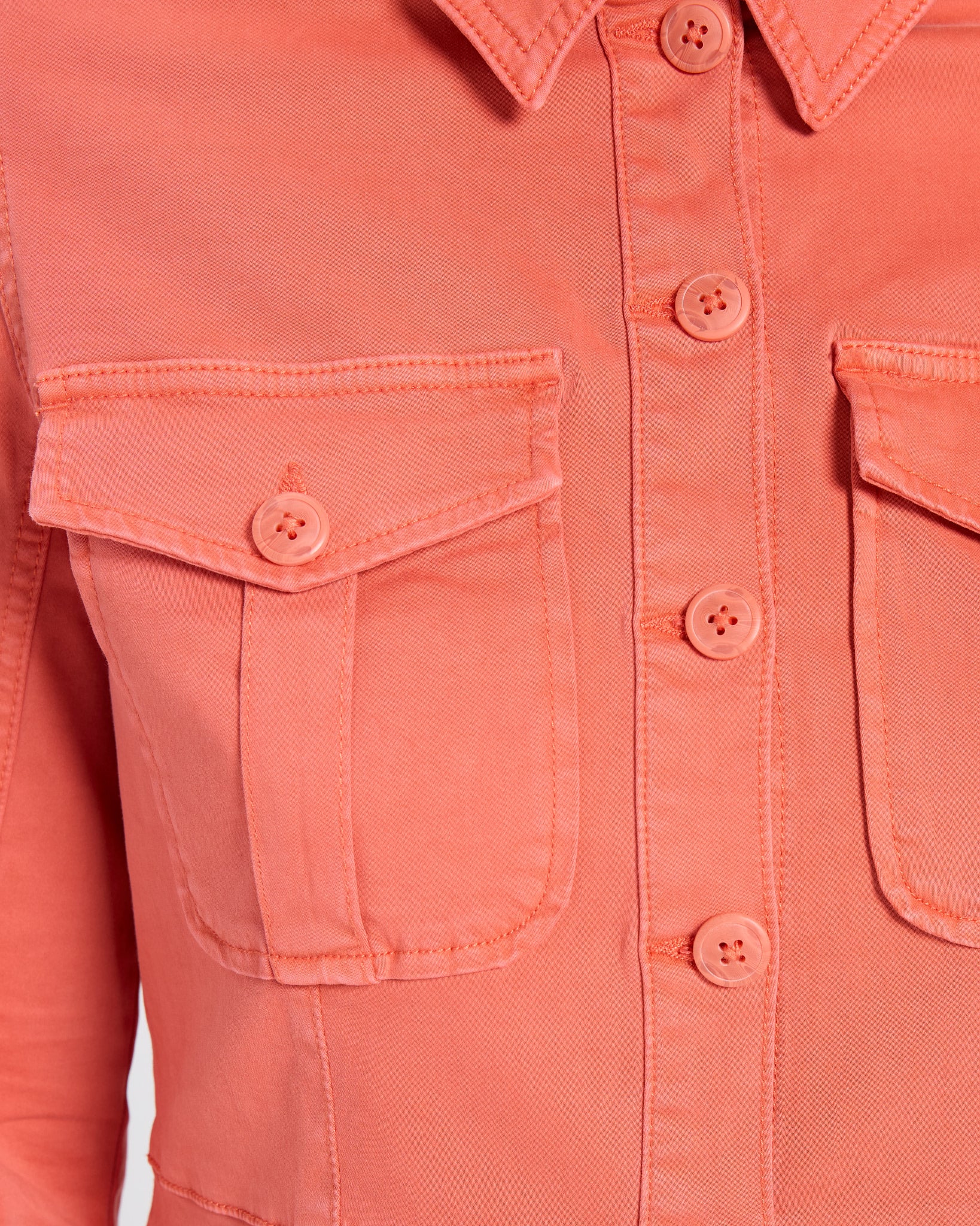 Papaya $|& Liverpool Peplum Hem Trucker Jacket - SOF Detail
