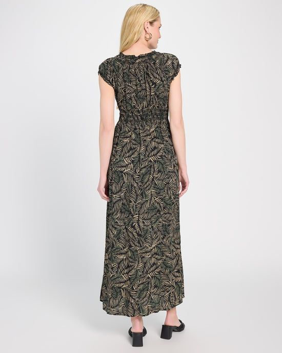 Khaki $|& Apricot Rustic Leaves Smocked Maxi Dress - SOF Back