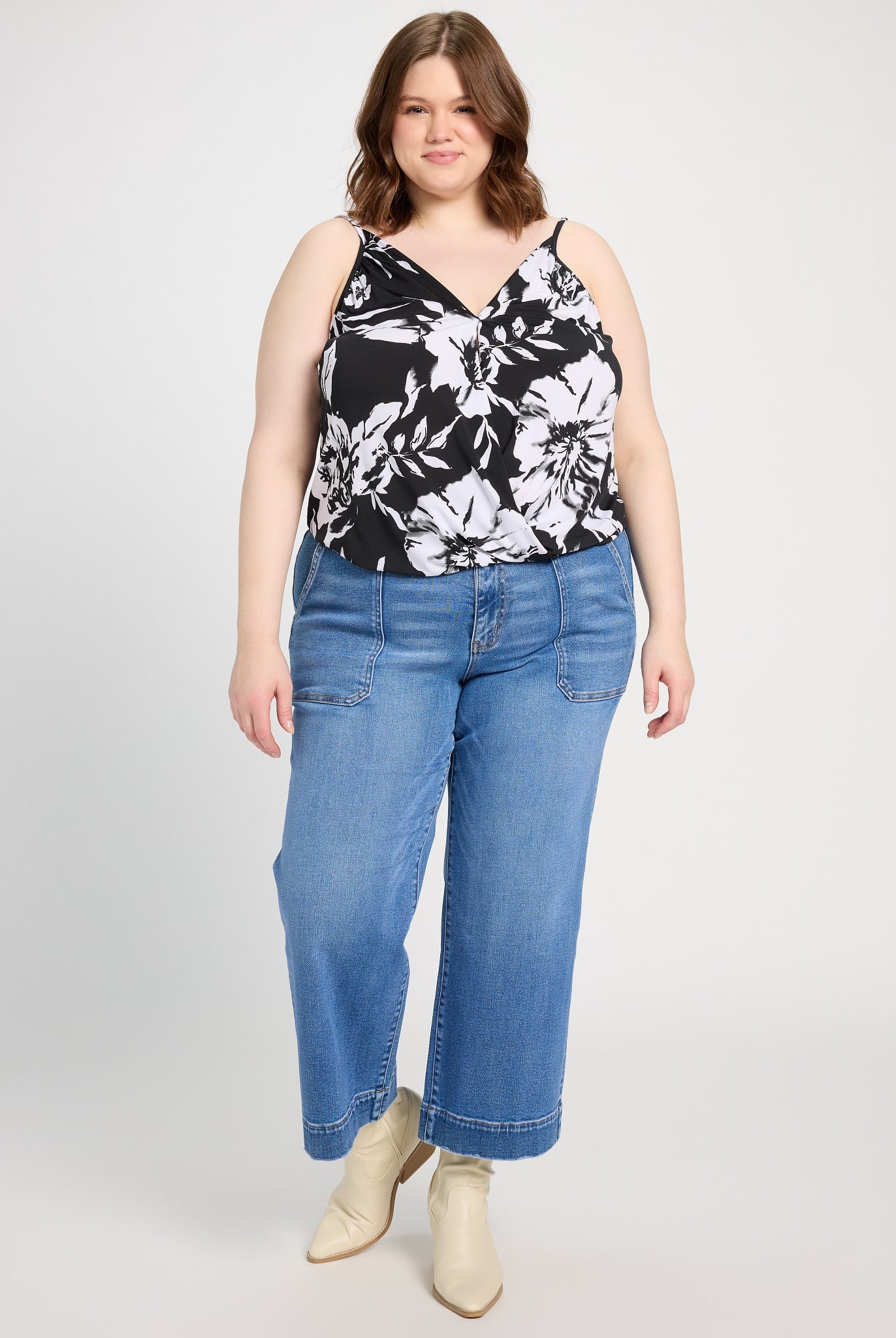 Black/White Floral $|& West Kei Floral Knit Cami - UGC On Fig