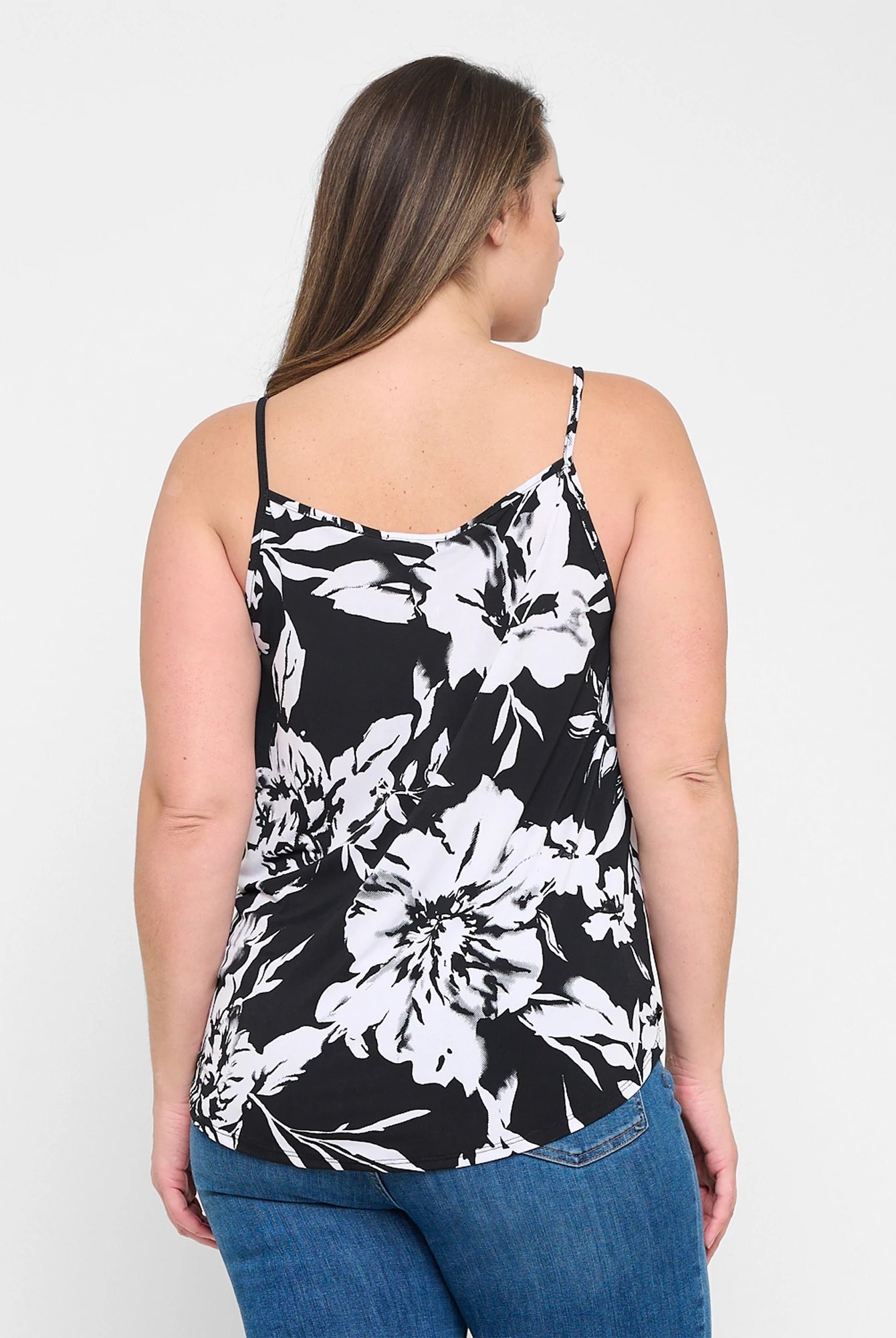 Black/White Floral $|& West Kei Floral Knit Cami - Hanger Side