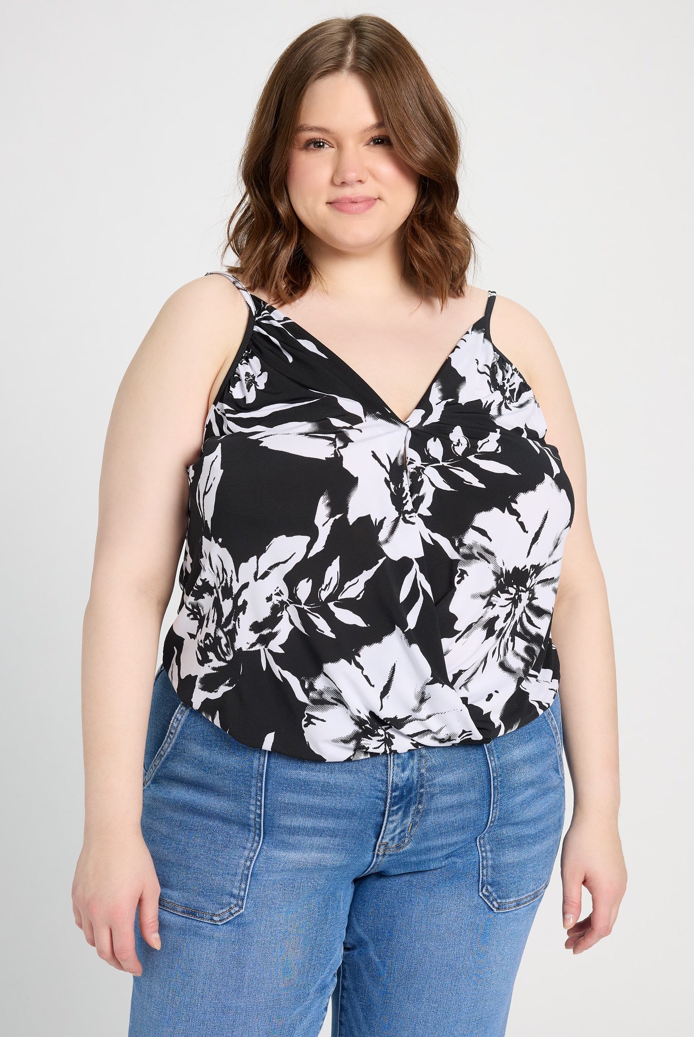 Black/White Floral $|& West Kei Floral Knit Cami - SOF Front