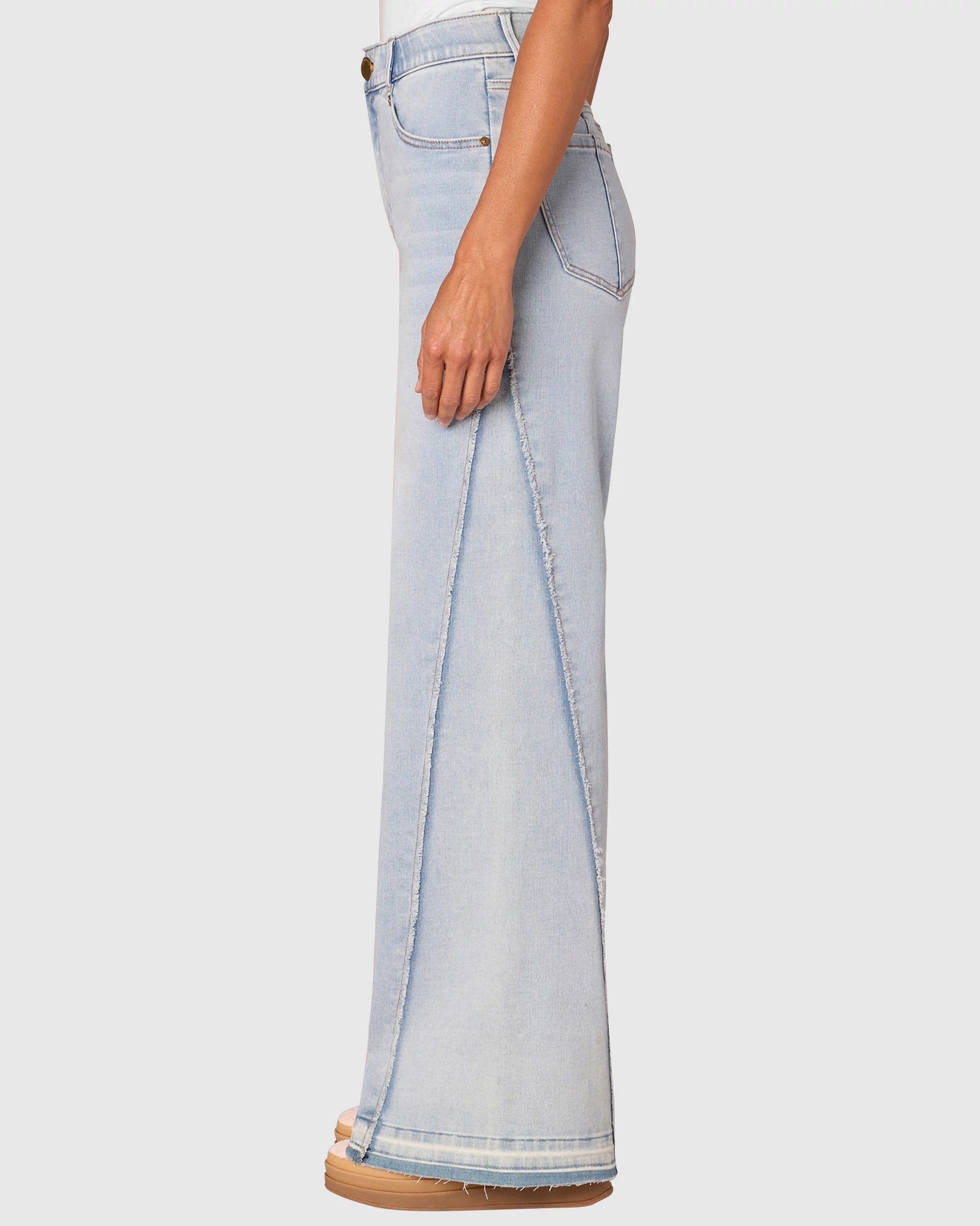 Light Blue $|& Democracy Absolution Skyrise Wide Leg Jeans With Released Hem - Hanger Front