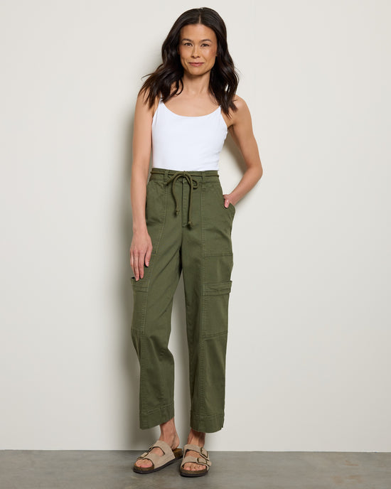 Forest Moss $|& Democracy Absolution Skyrise Utility Pant With Self Belt - UGC On Fig