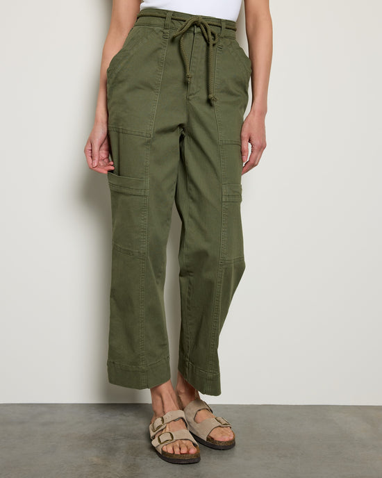 Forest Moss $|& Democracy Absolution Skyrise Utility Pant With Self Belt - SOF Front