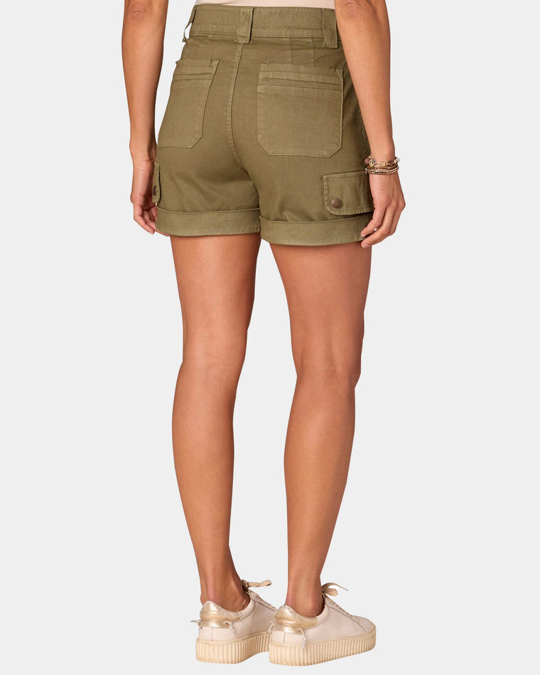 Forest Moss $|& Democracy Absolution Skyrise Double Button Cargo Short - Hanger Side