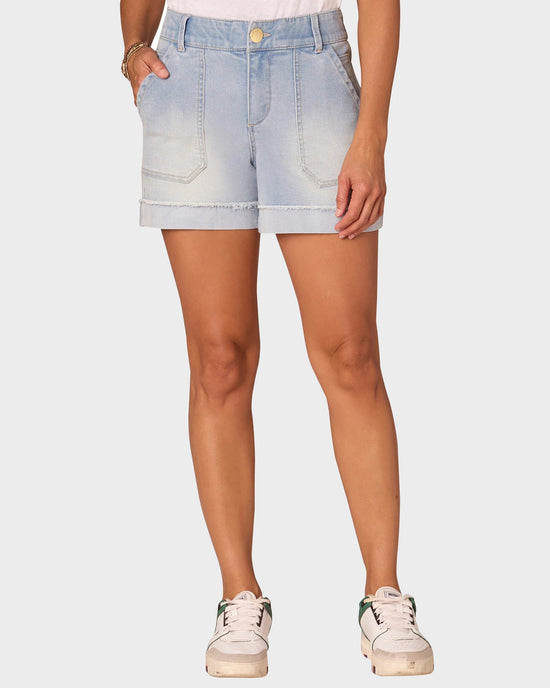 Powder Blue Artisanal $|& Democracy Absolution Cuffed Short - VOF Detail