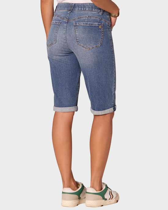 Mid Blue Artisanal $|& Democracy Absolution Cuffed Bermuda Short - Hanger Side