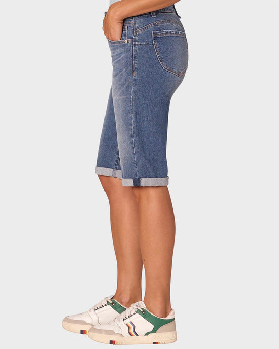 Mid Blue Artisanal $|& Democracy Absolution Cuffed Bermuda Short - Hanger Front