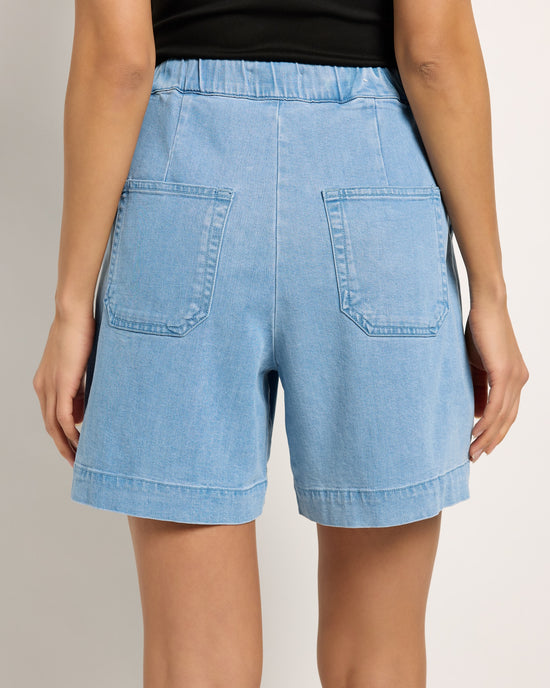 Light Blue $|& Bayeas High Rise Relaxed Chambray Shorts - SOF Back