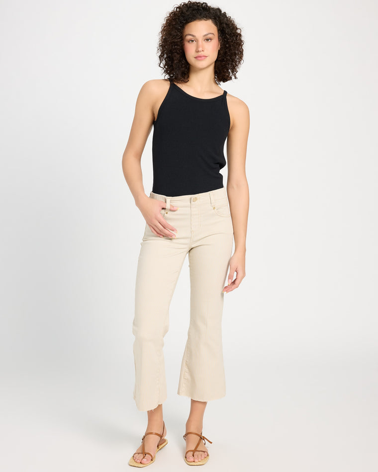 Cappuccino Stripe $|& Liverpool Gia Glider Crop Flare Leg Jean With Back Pleat - UGC On Fig