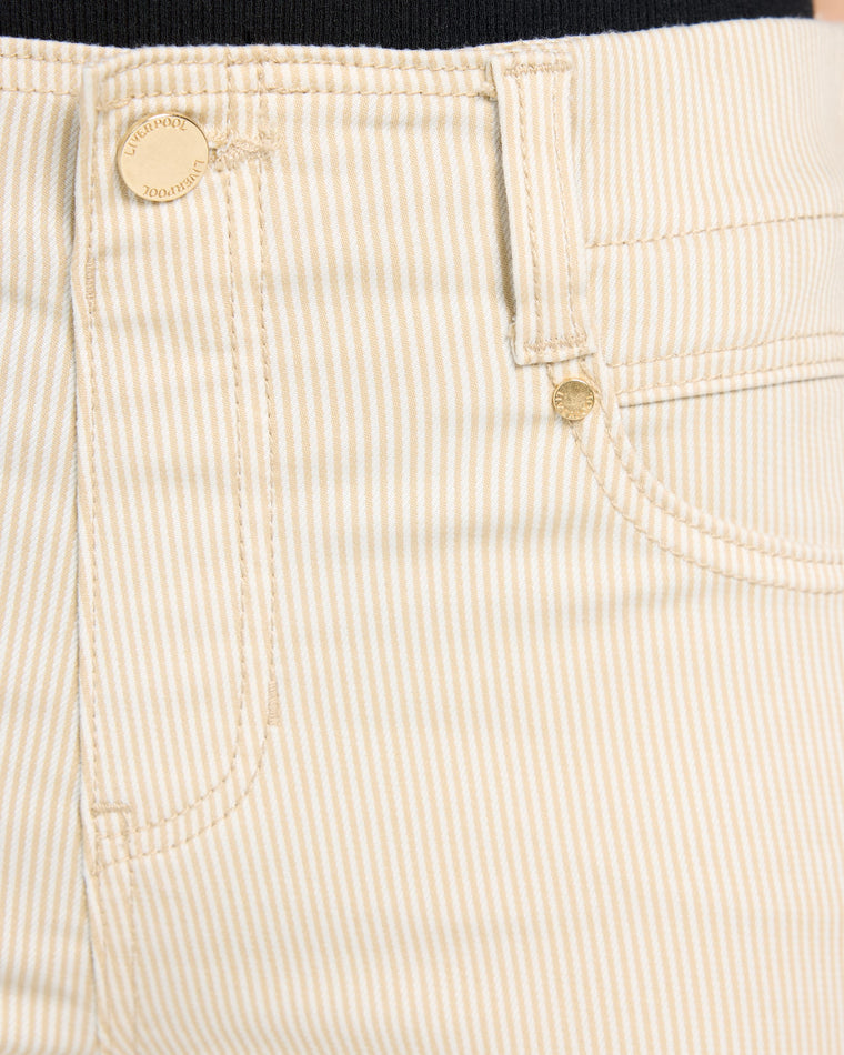 Cappuccino Stripe $|& Liverpool Gia Glider Crop Flare Leg Jean With Back Pleat - SOF Full Front