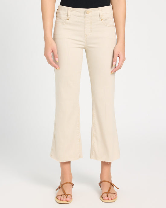 Cappuccino Stripe $|& Liverpool Gia Glider Crop Flare Leg Jean With Back Pleat - SOF Front