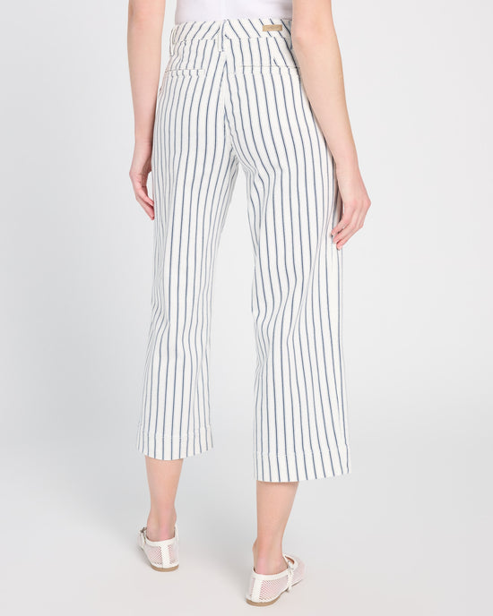 Vintage Indigo Stripe White $|& Liverpool Patch Pocket Wide Leg Crop Jean - SOF Back
