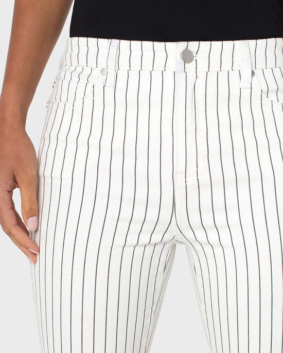 Black and White Stripe $|& Liverpool Hannah High Rise Flare Leg Jean - Hanger Back