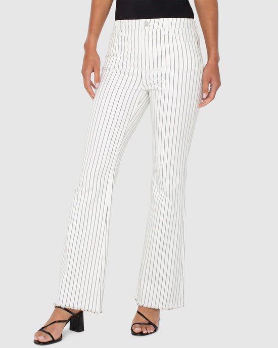 Black and White Stripe $|& Liverpool Hannah High Rise Flare Leg Jean - VOF Detail