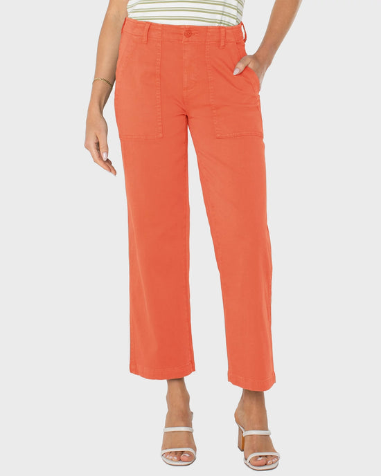 Papaya $|& Liverpool Cargo Wide Leg Crop Pant - VOF Detail
