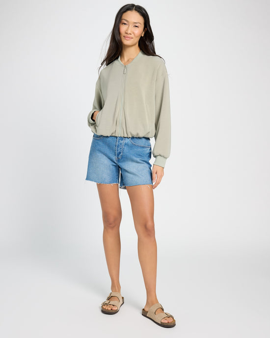 Sage $|& Skies Are Blue Scuba Knit Bomber Jacket - UGC On Fig