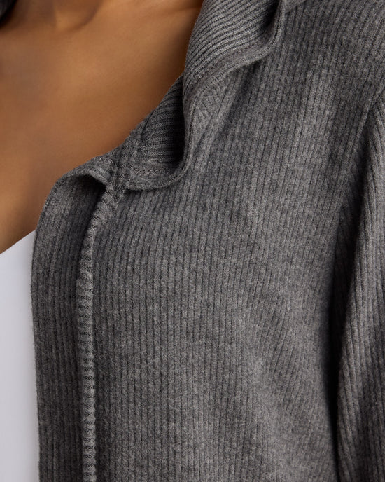 Charcoal $|& Loveappella Hooded Cardigan with Tie Front - SOF Detail