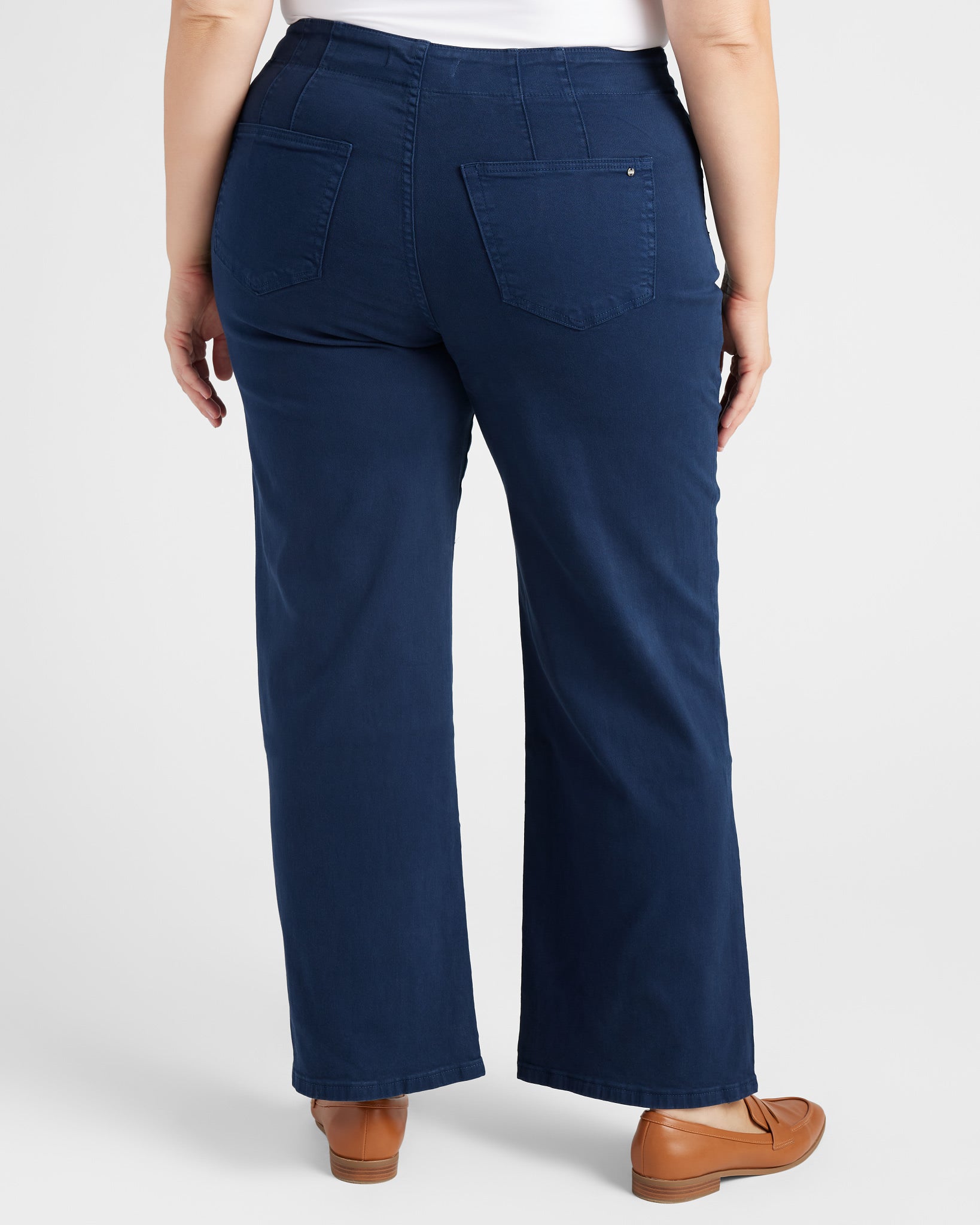 Dark Navy $|& Mica Denim High Rise Wide Leg Pants - SOF Back